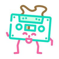 cassette tape retro music character color icon vector illustration