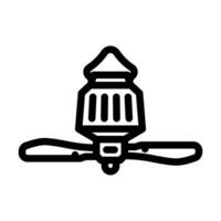 glamping tent fan line icon vector illustration