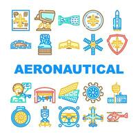 aeronáutico ingeniero aviación íconos conjunto vector