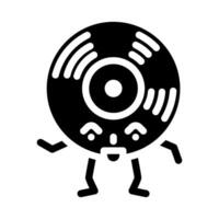 vinyl disc music retro character glyph icon vector illustration