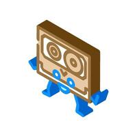 cassette tape music retro character isometric icon vector illustration