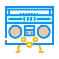 boombox personaje retro música color icono vector ilustración