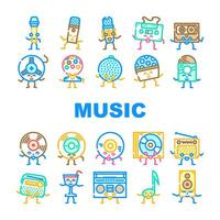 retro music party vintage icons set vector