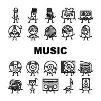 retro music party vintage icons set vector