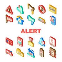 alert caution error danger icons set vector