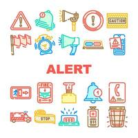 alert caution error danger icons set vector