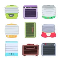 dehydrator food set cartoon vector illustration