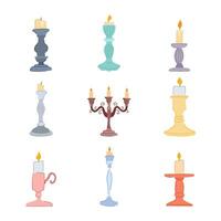 candlestick holder set cartoon vector illustration