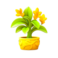 Yellow Flowers Green Potted Plants PNG  generative ai