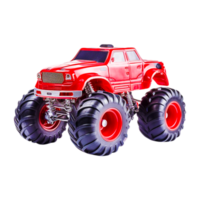 Flat icon of red monster truck  generative ai png