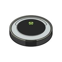 woman robot vacuum cleaner cartoon vector illustration