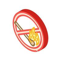 no open fire lighted match emergency isometric icon vector illustration