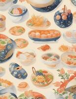 Japanese food pattern AI generative photo