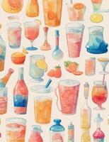 Drinks pattern wallpaper AI generative photo