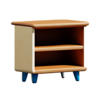 Wooden bedside table on white background png