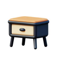 Wooden bedside table on white background png