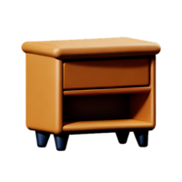 Wooden bedside table on white background png