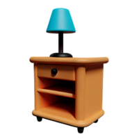 Wooden bedside table on white background png