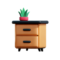 Wooden bedside table on white background png