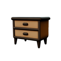 Wooden bedside table on white background png