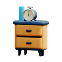 Wooden bedside table on white background png