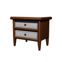 Wooden bedside table on white background png