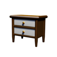 Wooden bedside table on white background png