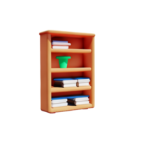 Modern bookshelf isolated with white background png