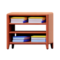 Modern bookshelf isolated with white background png