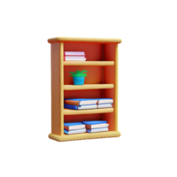 Modern bookshelf isolated with white background png