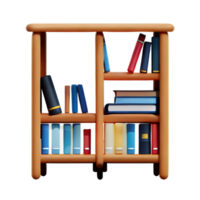 Modern bookshelf isolated with white background png