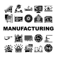 fabricación fábrica producción íconos conjunto vector