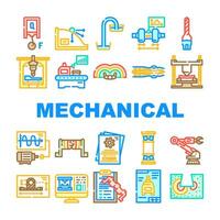 mechanical engineer industry icons set vector
