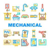 mechanical engineer industry icons set vector