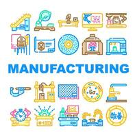 manufacturing factory production icons set vector