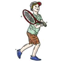 Tennis player with racket png