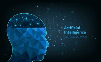 Artificial intelligence in humanoid head. vector