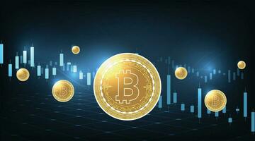 Bitcoin trading market data chart. vector