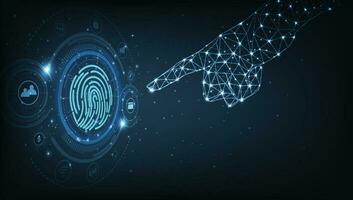 Cyber security with fingerprint scanning concept. vector