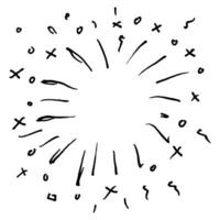 hand drawn doodle starburst, sunburst, firework, explosion set. doodle design element. vector illustration