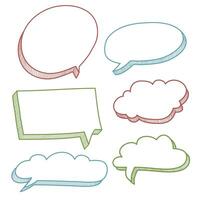 Doodle set of comic speech bubbles. isolated on white background. vector illustration