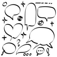 hand drawn Set of empty comic speech bubbles. Doodle design element of vector illustration