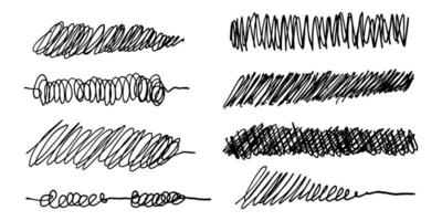 Set of hand drawn lines. Doodle design element with underline, scribble, swashes, swoops. swirl. vector illustration