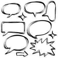 hand drawn Set of empty comic speech bubbles. Doodle design element of vector illustration