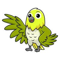 Cute warbling white eye bird cartoon waving hand vector