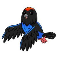 Cute blue manakin bird cartoon vector