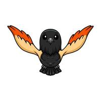 Cute red winged black bird cartoon flying vector