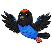 Cute blue manakin bird cartoon vector