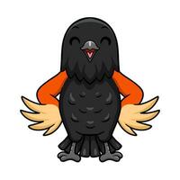 Cute red winged black bird cartoon vector