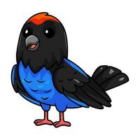 linda azul saltarín pájaro dibujos animados vector